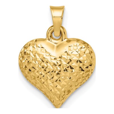 14K Yellow Gold Puffed Heart Pendant – view 4