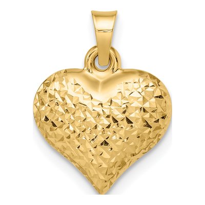 14K Yellow Gold Puffed Heart Pendant