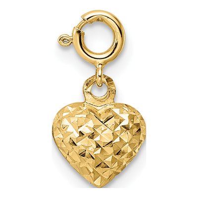 14K Yellow Gold Puffed Heart Charm