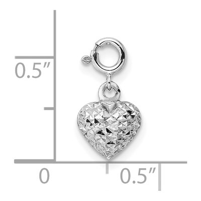 14K White Gold Puffed Heart Charm – view 5