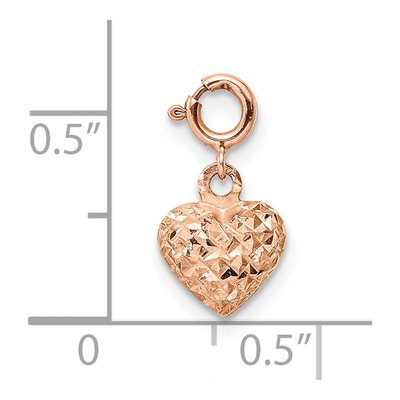 14K Rose Gold Puffed Heart Charm – view 5