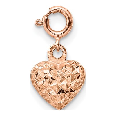 14K Rose Gold Puffed Heart Charm