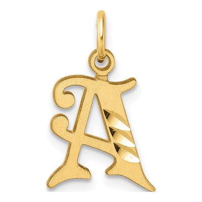 14K Yellow Gold Letter A Pendant