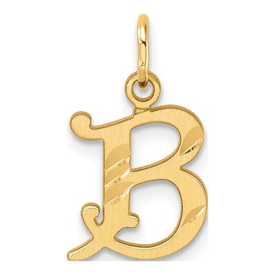 14K Yellow Gold Letter B Charm