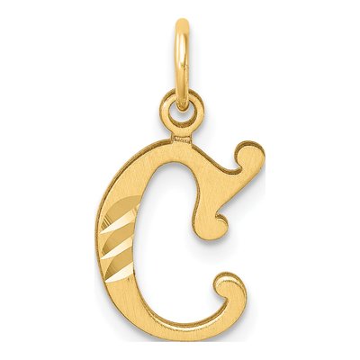 14K Yellow Gold Letter C Pendant