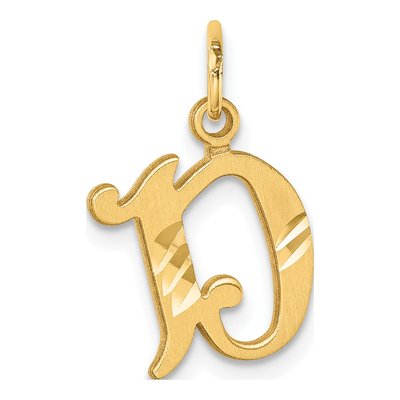 14K Yellow Gold Letter D Charm