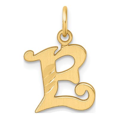 14K Yellow Gold Letter E Charm