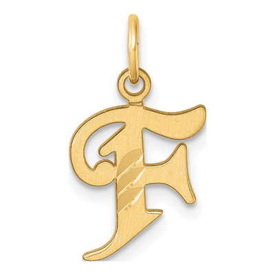 14K Yellow Gold Letter F Pendant