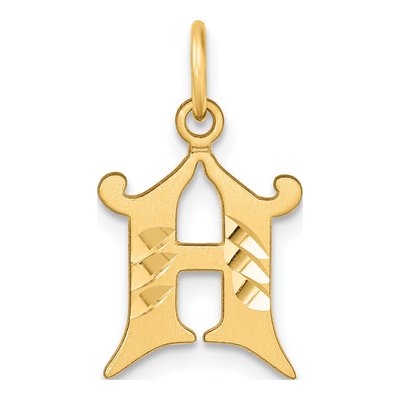 14K Yellow Gold Letter H Charm