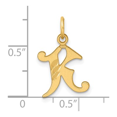 14K Yellow Gold Diamond-Cut Letter K Charm – view 5