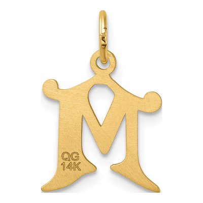 14K Yellow Gold Diamond-Cut Letter M Charm – view 4