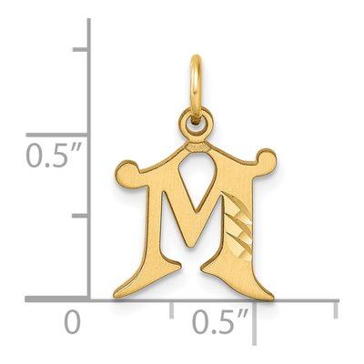 14K Yellow Gold Diamond-Cut Letter M Charm – view 5