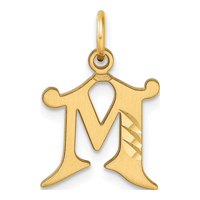 14K Yellow Gold Diamond-Cut Letter M Charm
