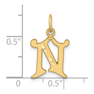 14K Yellow Gold Diamond-Cut Letter N Charm – view 5
