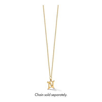 14K Yellow Gold Diamond-Cut Letter N Charm – view 6