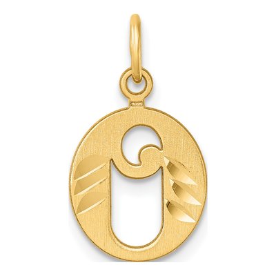 14K Yellow Gold Letter O Charm