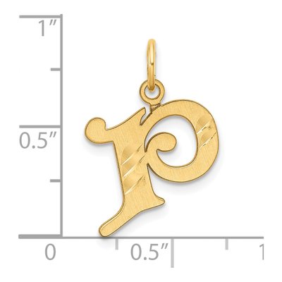 14K Yellow Gold Diamond-Cut Letter P Charm – view 5