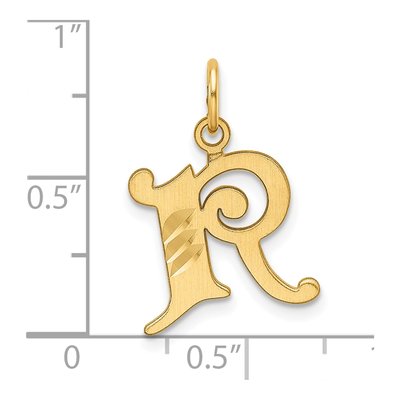 14K Yellow Gold Letter R Pendant – view 5