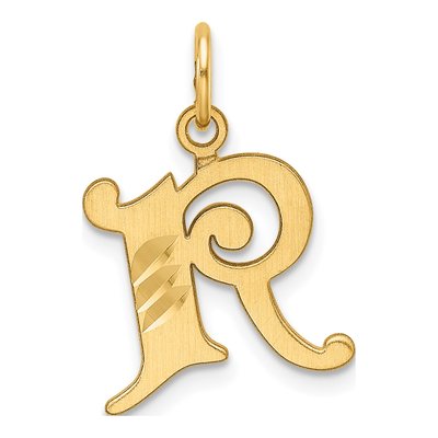 14K Yellow Gold Letter R Pendant