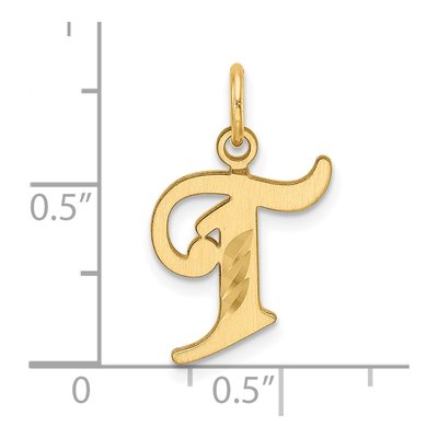 14K Yellow Gold Diamond-Cut Letter T Charm – view 5