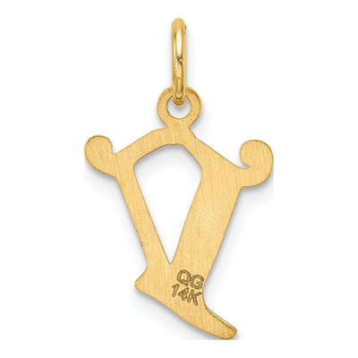 14K Yellow Gold Letter V Pendant – view 4