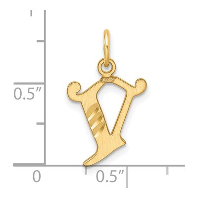 14K Yellow Gold Letter V Pendant – view 5