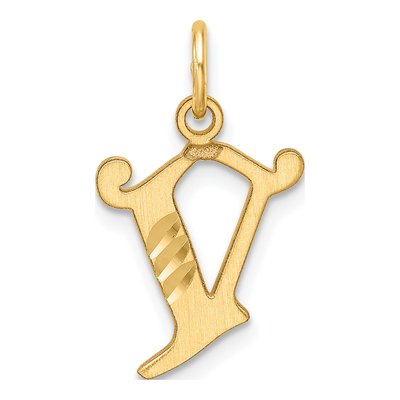 14K Yellow Gold Letter V Pendant
