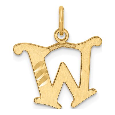 14K Yellow Gold Letter W Pendant