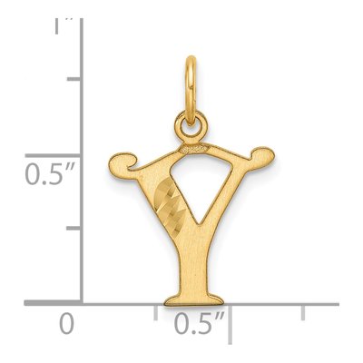 14K Yellow Gold Letter Y Pendant – view 4