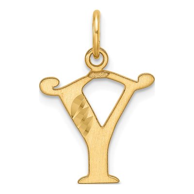 14K Yellow Gold Letter Y Pendant