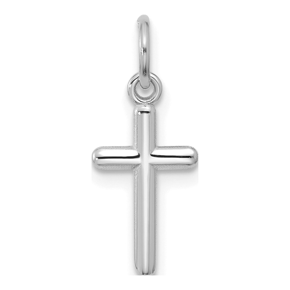 14K White Gold Rhodium-Plated Cross Pendant