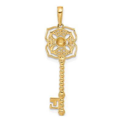 14K Yellow Gold Diamond-Cut Key Pendant – view 4