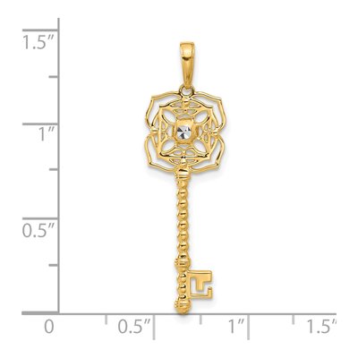 14K Yellow Gold Diamond-Cut Key Pendant – view 5