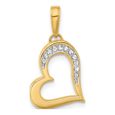 14K Yellow Gold Diamond-Cut Heart Pendant