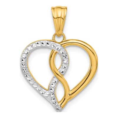 14K Yellow Gold Infinity Heart Pendant