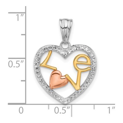 14K Tri-Color Gold LOVE Heart Pendant – view 5