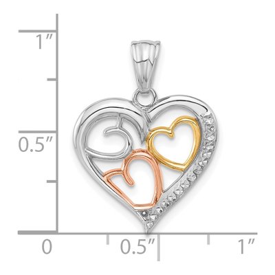 14K Tri-Color Gold Diamond-Cut Hearts Pendant – view 5