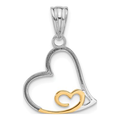 14K Two-Tone Gold Diamond-Cut Hearts Pendant – view 4