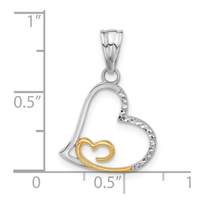 14K Two-Tone Gold Diamond-Cut Hearts Pendant – view 5