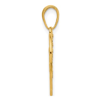 14K Yellow Gold Diamond-Cut Butterfly Heart Pendant – view 3