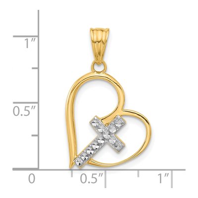 14K Yellow Gold Cross Heart Pendant – view 5