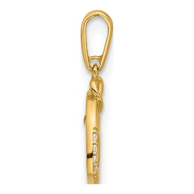 14K Yellow Gold CZ Heart Cross Pendant – view 3