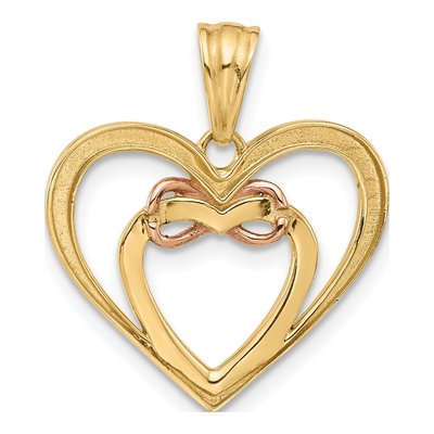14K Two-Tone Diamond-cut Infinity Hearts Pendant – view 4