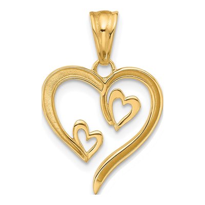 14K Yellow Gold Open Hearts Pendant – view 4