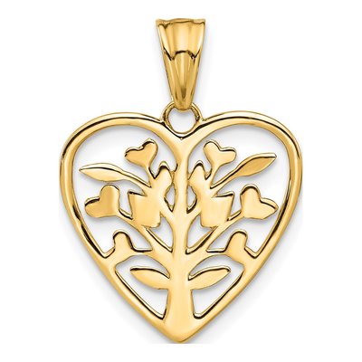 14K Yellow Gold Diamond-Cut Tree Heart Pendant – view 4