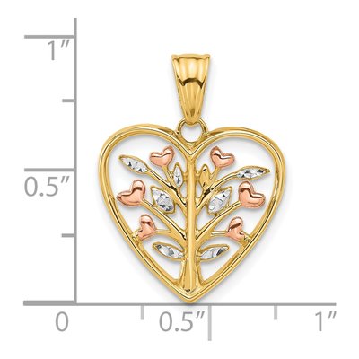 14K Yellow Gold Diamond-Cut Tree Heart Pendant – view 5