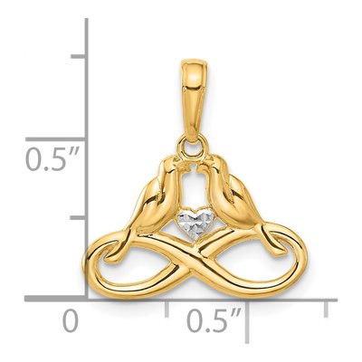 14K Yellow Gold Infinity Love Birds Pendant – view 4