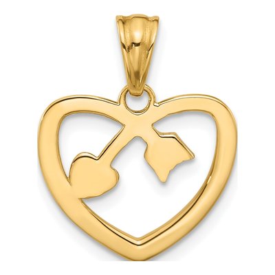 14K Yellow Gold Diamond-Cut Heart Arrow Pendant – view 4
