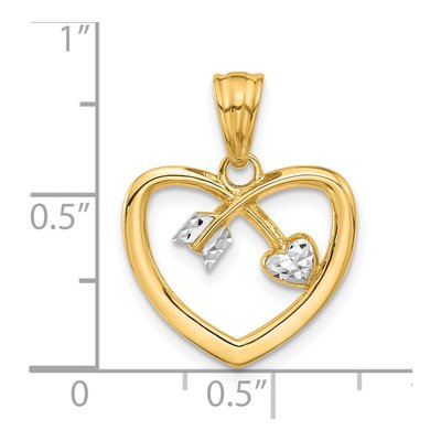 14K Yellow Gold Diamond-Cut Heart Arrow Pendant – view 5