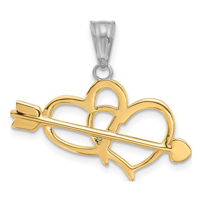 14K Yellow Gold Hearts Arrow Pendant – view 4